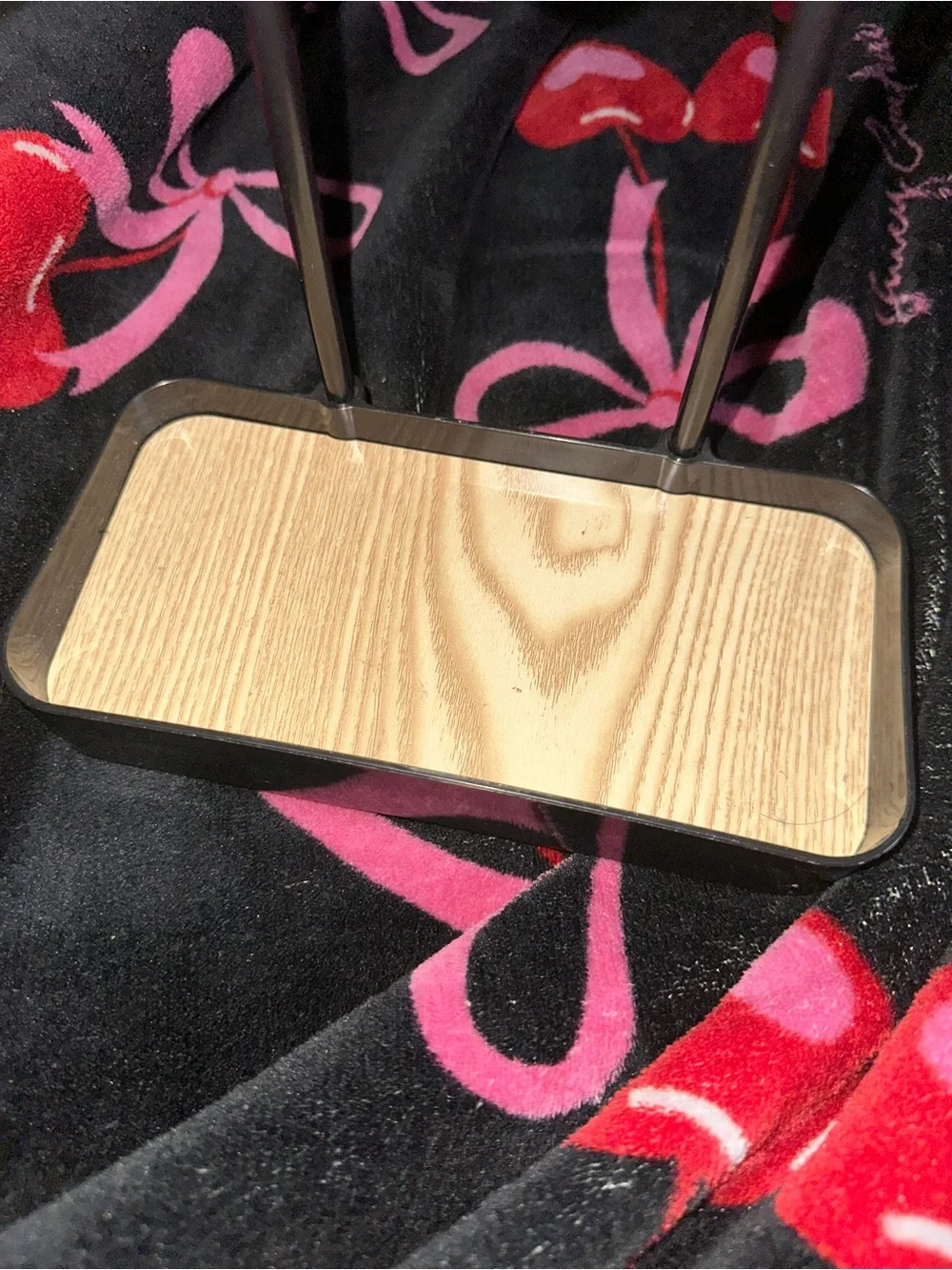Black Jewelry Stand with Light Wood-Tone Tray